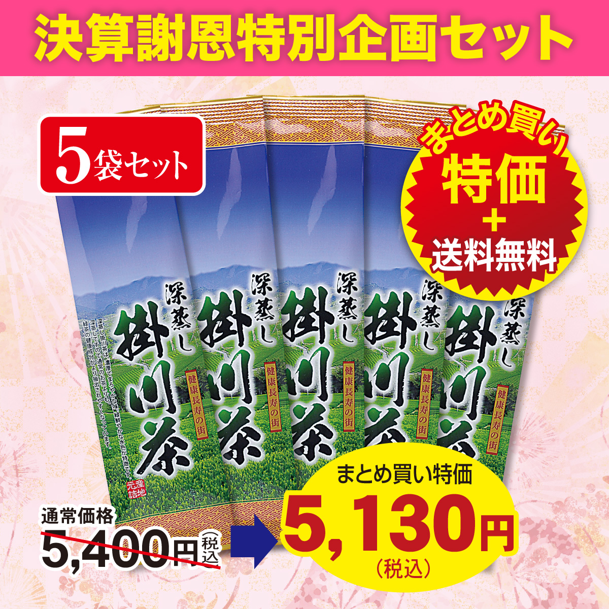 ＼決算謝恩特別企画／ 深蒸し 掛川茶50号（ふかむしかけがわちゃ50ごう）5袋セット【4/8迄】