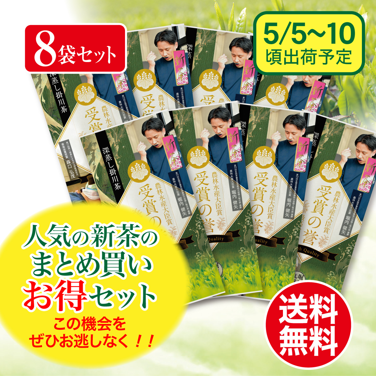 【予約新茶・まとめ買い】受賞の誉（じゅしょうのほまれ）100g平袋8袋セット【出荷予定日5/5〜10頃】