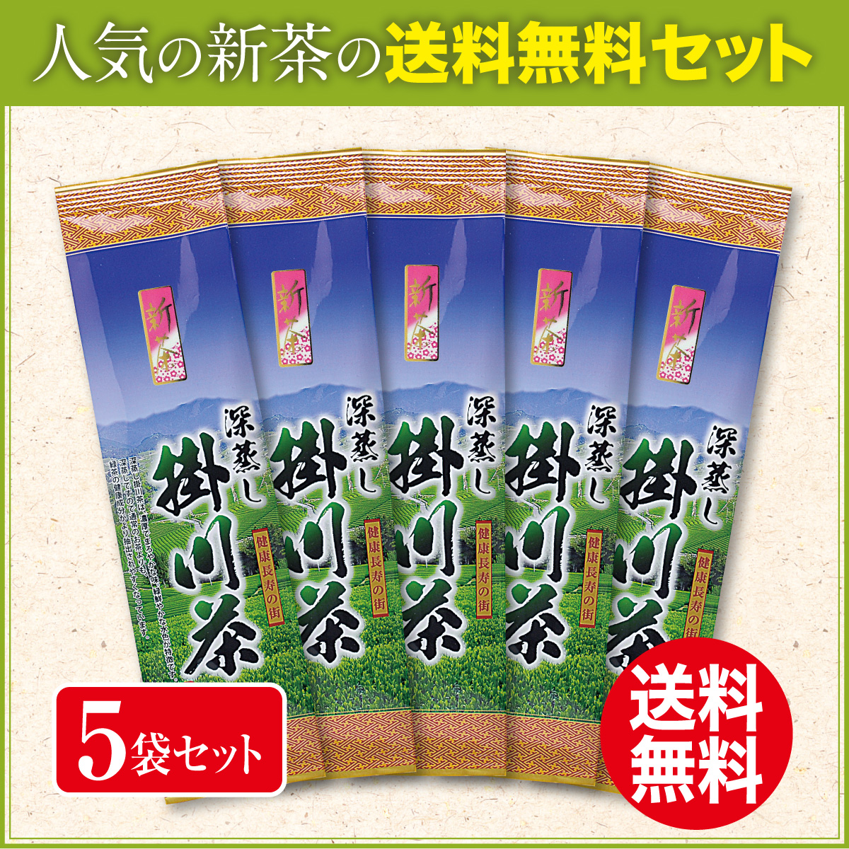【新茶・発売中・送料無料】深蒸し掛川茶50号（ふかむしかけがわちゃ50ごう）5袋セット【6/30迄】